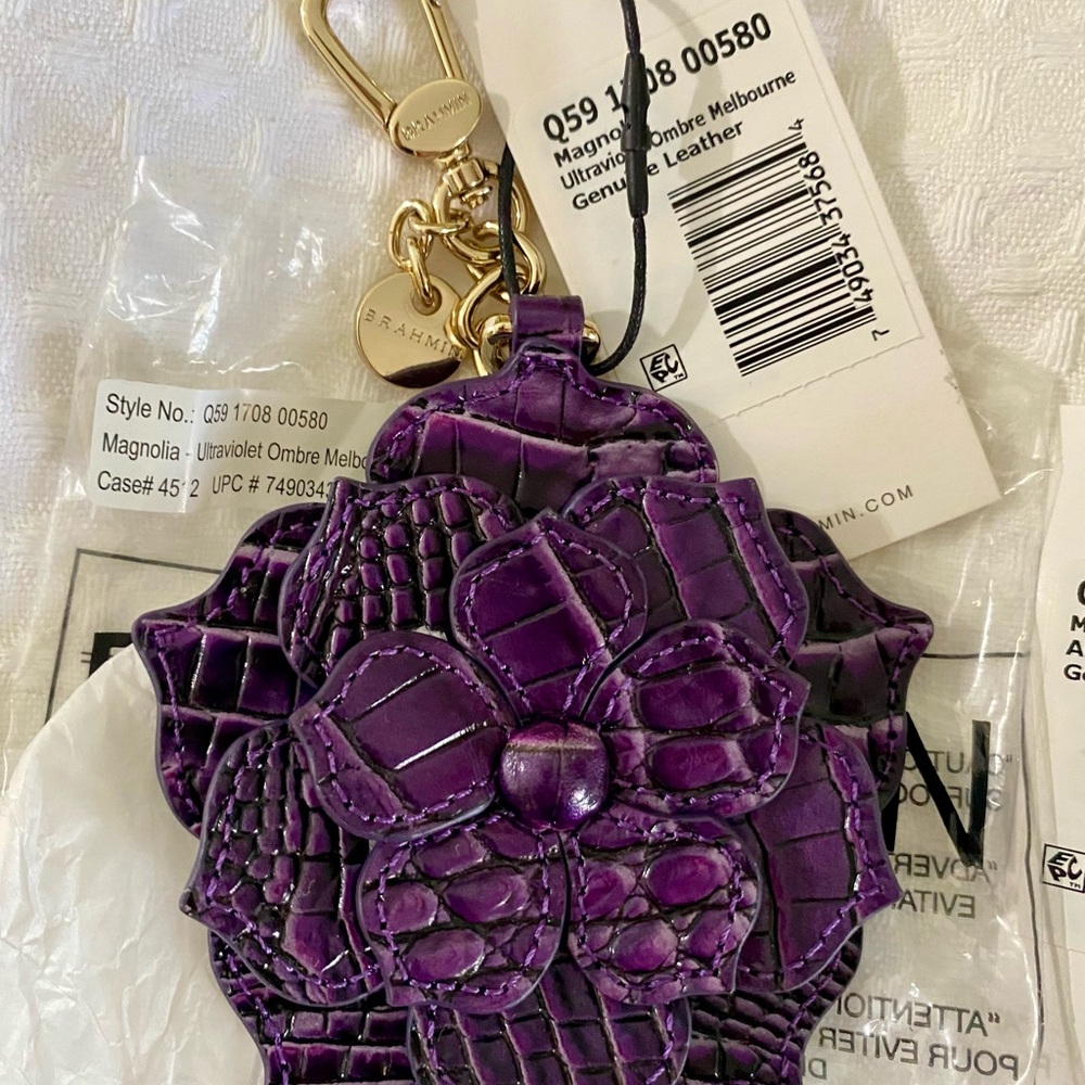 NEW Brahmin Set of 5 Bag Charm Bundle Magnolia Melbourne Leather Key Fob Chain - Picture 4 of 7